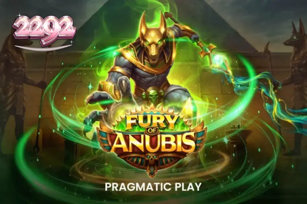Uma representação visual do slot Fury of Anubis com o deus egípcio e símbolos de relíquias.